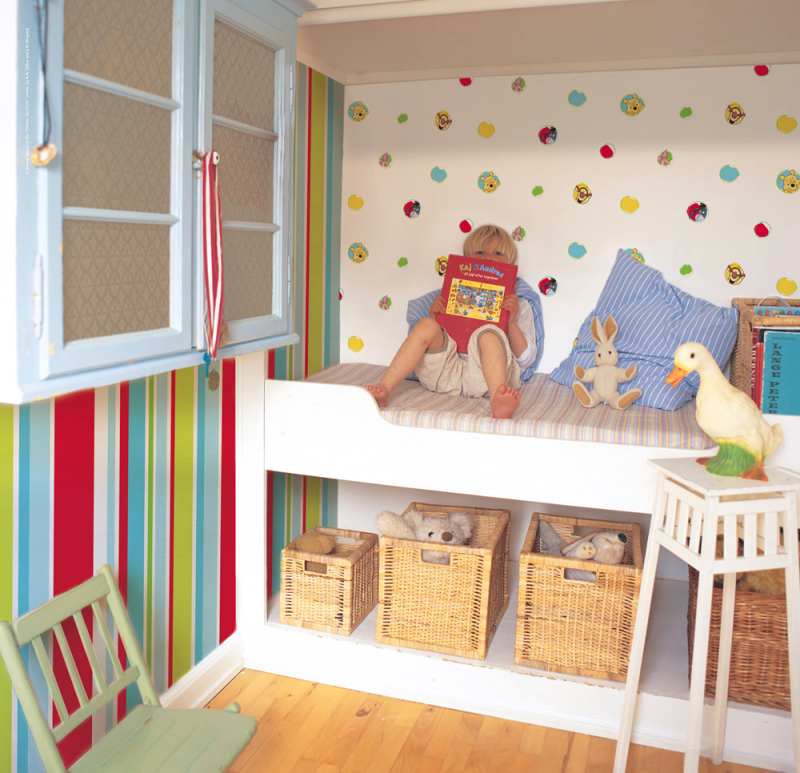 dormitorios infantiles con papel de pared