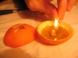 mecha naranja iluminada
