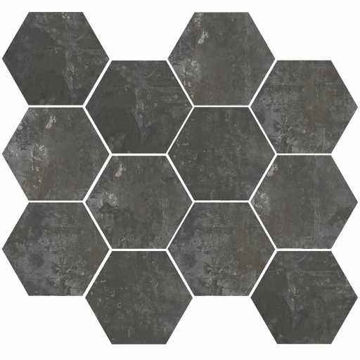 mosaico hexagonal que imita hormigón